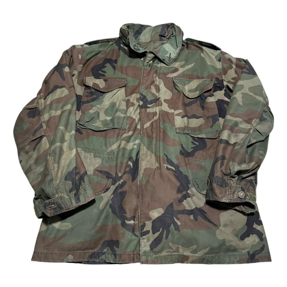 Vintage Cold Weather Field Camouflage Pattern Coat Men's Medium Long